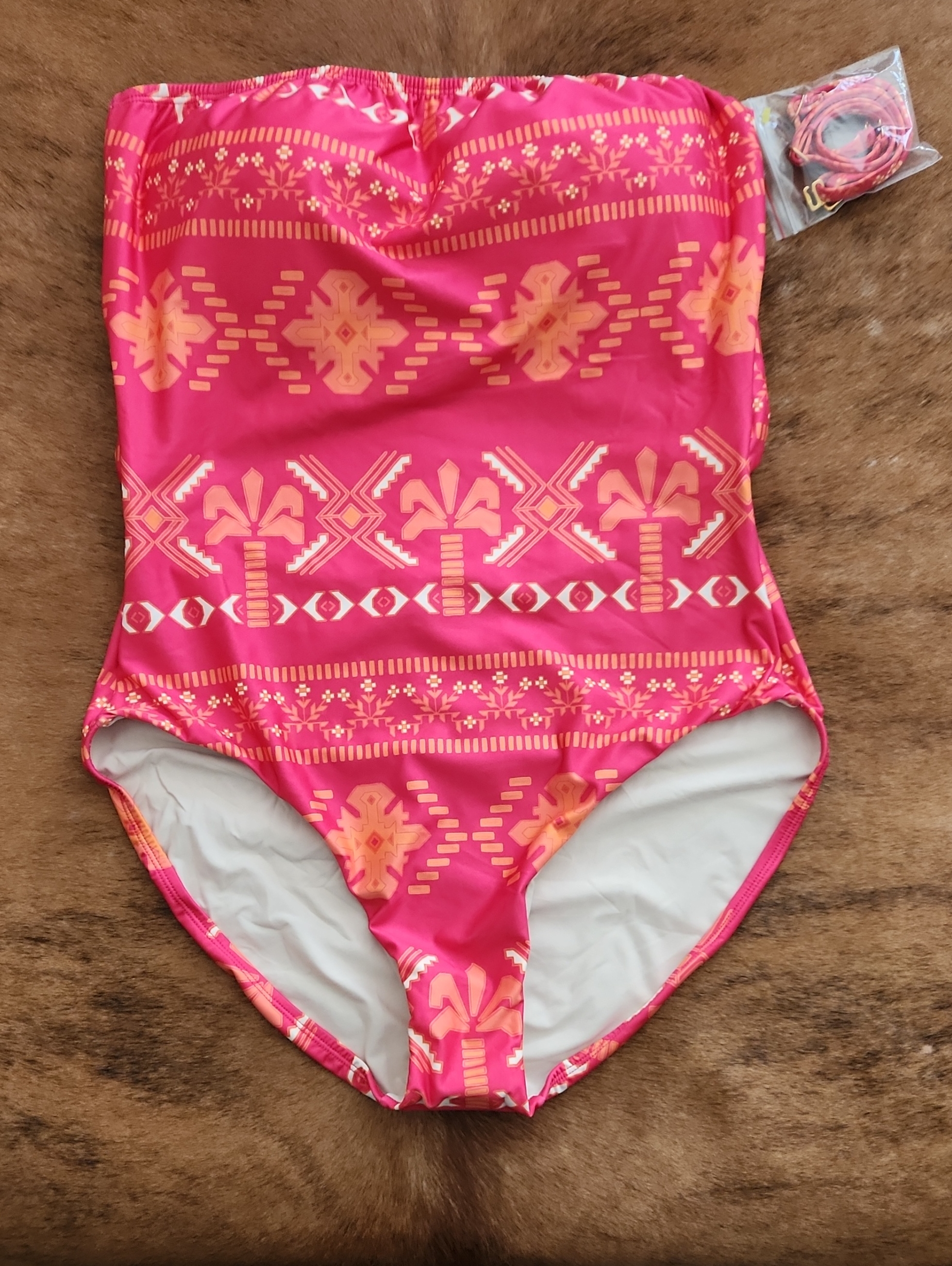 Hermoza Aztec Print Rare Nwt Convertible One Piece Pink Orange Size 14